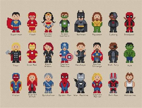 Making a cross stitch pattern from a photo is easy and free! Marvel / DC Superheroes cross stitch pattern PDF | Marvel ...