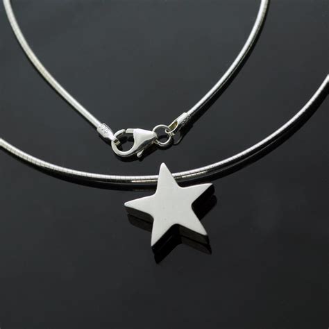 Silver Star Pendant M And Silver Snake Chain Julian Stephens