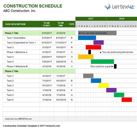 Construction Project Schedule Template
