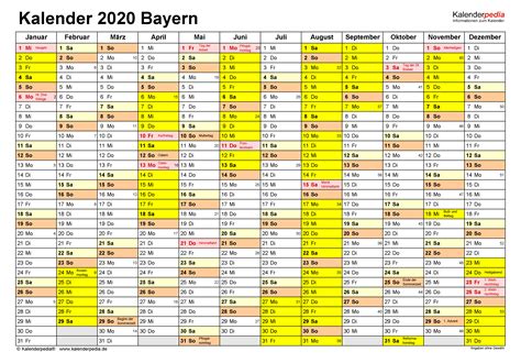Viel stoff für streit gibt es 2021 allerdings nicht, denn es gibt nur zwei feiertage, die ein verlängertes wochenende von vier tagen möglich machen: Kalender 2020 Bayern: Ferien, Feiertage, PDF-Vorlagen