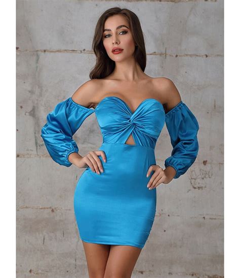 Buy Off Shoulder Cutout Bodycon Dress SheStar