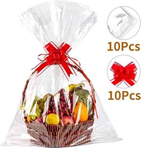 Clear Basket Bags Large Cellophane Wrap For Baskets And Ts 30x40 10