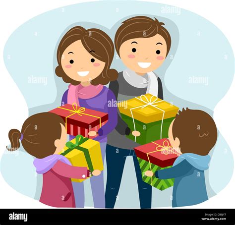 Exchanging Gifts Clipart Christmas