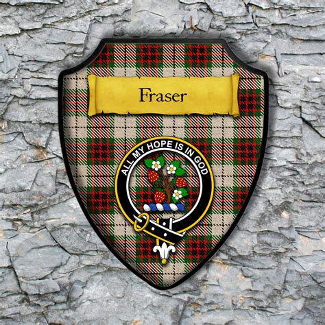 Fraser Shield Plaque With Scottish Clan Coat Of Arms Badge On Clan