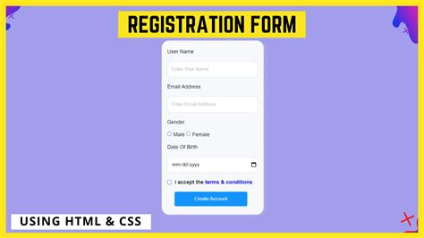 Design A Registration Form Using Html And Css Sign Up Page