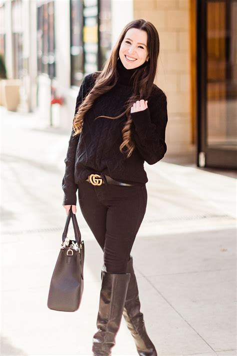 All Black Winter Outfit The Best Gucci Belt Dupe On Amazon