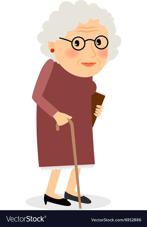 Old Woman With Cane Royalty Free Vector Image Vectorstock Old Lady