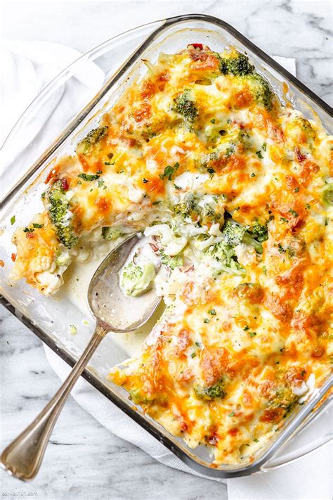 Bake in the preheated oven for 15 to 20 minutes, or until cheese is melted on top. Loaded Cauliflower Broccoli Casserole with Bacon in 2020 ...