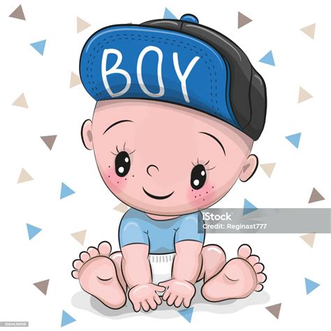 Cute Cartoon Baby Boy In A Cap Stock Illustration Download Image Now