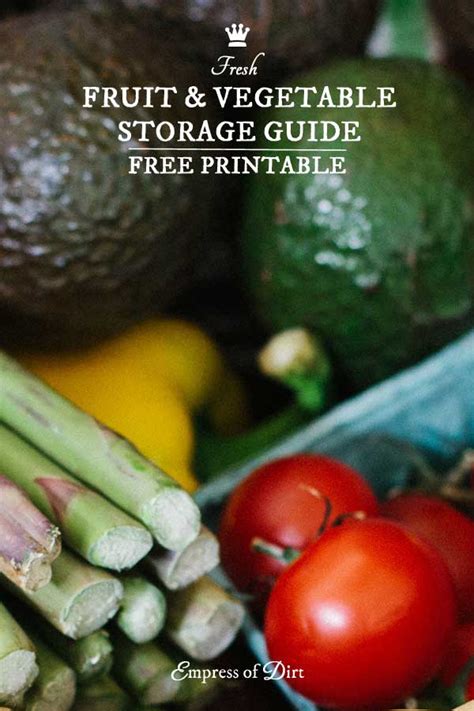 Handy Fruit Vegetable Storage Guide Free Printable Empress Of Dirt