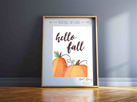 Hello Fall Pumpkin Wall Sign Fall Art Decor Thanksgiving Etsy