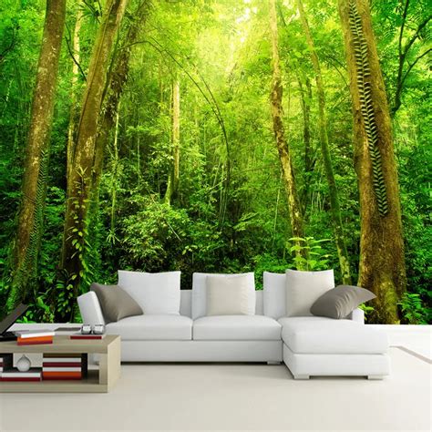 Custom Any Size 3d Wall Mural Wallpaper Sunshine Forest Tree Landscape Wall Decorations Living