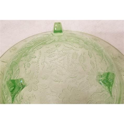 vintage depression glass green vasoline uranium footed bowl chairish
