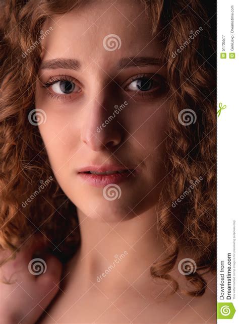 Portrait Of Cute Young Woman In Blue Dress Stock Image Image Of