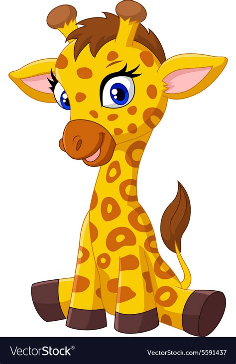 Cartoon Baby Giraffe Sitting Royalty Free Vector Image
