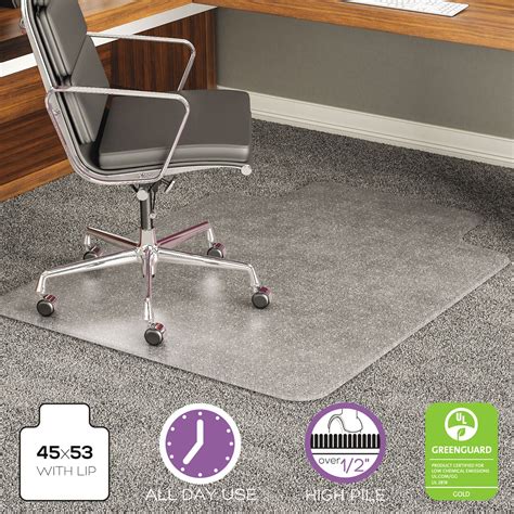 Deflecto Execumat 45 X 53 Chair Mat For High Pile Carpet Rectangular