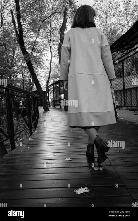 Mature Woman Alone Walking Park Black And White Stock Photos And Images