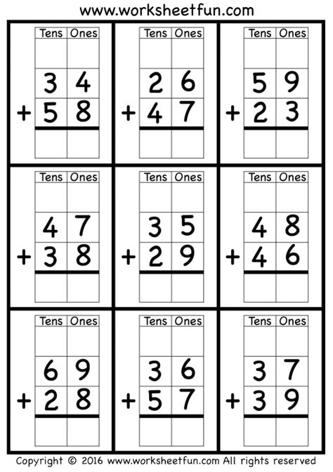 Two Digit Addition Regrouping Worksheets Decoomo