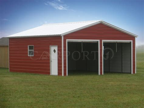 22x26 Metal Double Car Garage With Vertical Roof