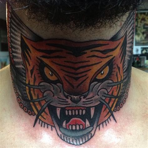New School Neck Tiger Tattoo By Nick Baldwin