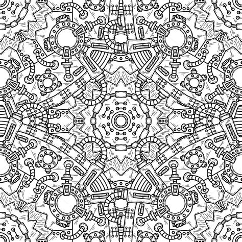 Steampunk Vector Seamless Pattern With Technical Elements — Stock