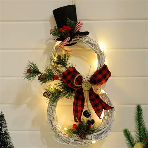 New Year 2021 Home Decoration Wreath Pendant Led Wreath Wall Hanging