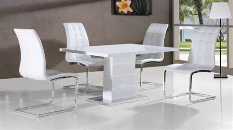 Choose the dining room table design that defines your family's style and character. Full white high gloss dining table and 4 chairs - Homegenies