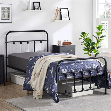 Buy Yaheetech Classic Platform Bed With High Headboard And Footboard Twin Black Online At