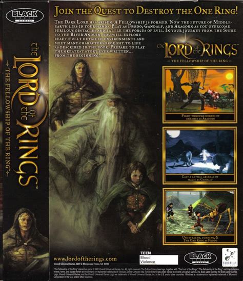 Lord Of The Rings The Fellowship Of The Ring Back Pc Games Games Box