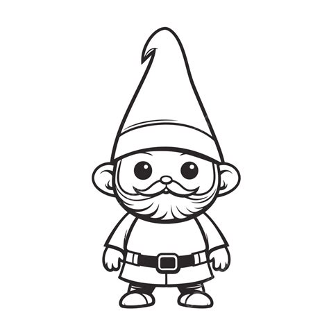 Cartoon Gnome Coloring Page Outline Sketch Drawing Vector Christmas