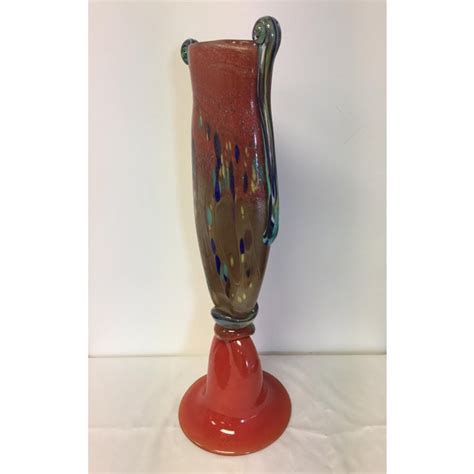 Tall Hand Blown Signed Glass Art Vase Chairish