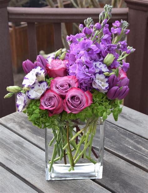 Flower Arrangement With Purples And Hots Pinks Beautiful Flowers