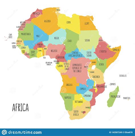 De rest van afrika bestaat voornamelijk uit grasland. Kleurrijke Hand Getrokken Politieke Kaart Van Afrika ...