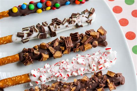 Chocolate Dipped Pretzel Rods Sparkles To Sprinkles