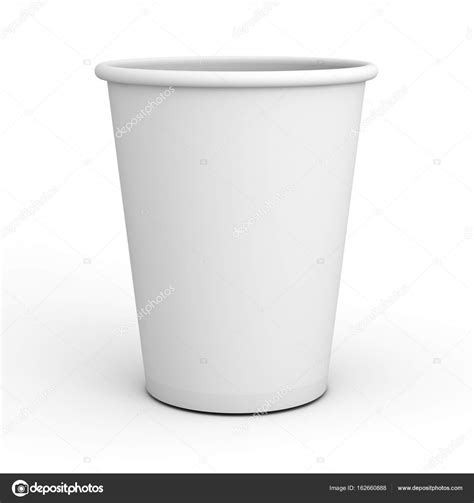 Blank White Paper Cup Close Up Isolated On White Background With Shadow