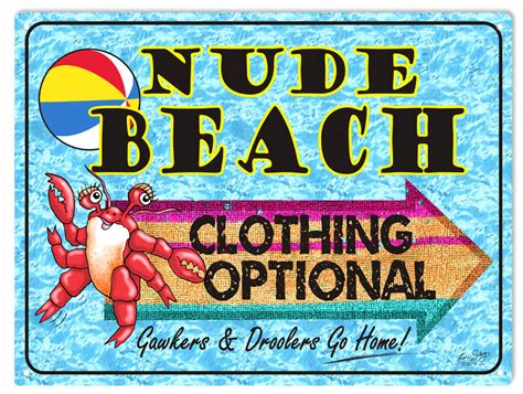 Nude Beach Clothing Optional Sign Reproduction Vintage Signs Hot Sex Picture