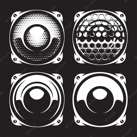 Premium Vector Set Of Templates For Posters Or Badges With Monochrome Acoustic Speakers