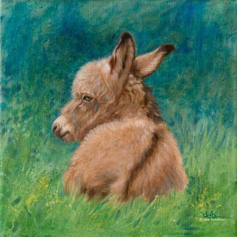 Soft Realistic Oil Painting Of A Little Donkey In Oil By Wildlife