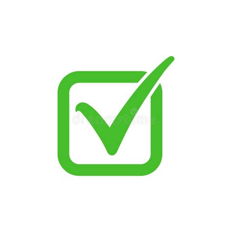 Tick Symbol In Green Square Checkmark In Checkbox Vector Icon Stock
