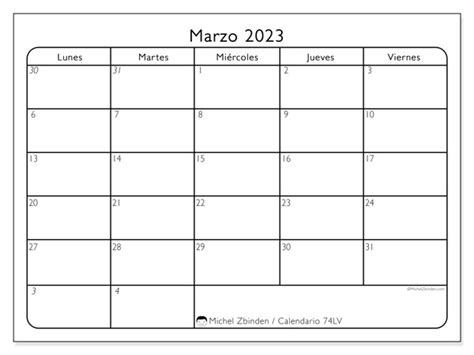 Calendario Marzo De 2023 Para Imprimir “444ld” Michel Zbinden Bo