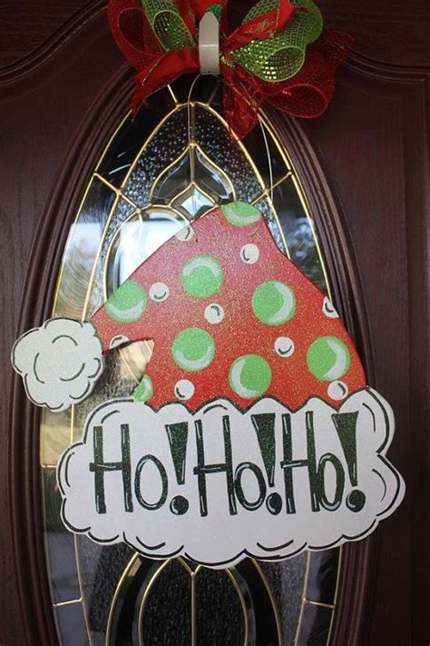 Wooden Santa Hat Door Hanger Christmas Door By Pldoordecorandmore