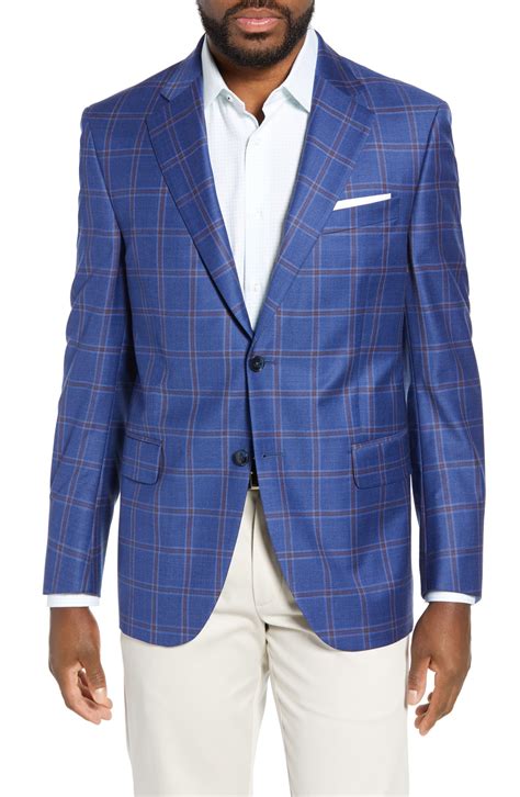 Peter Millar Flynn Classic Windowpane Wool Sport Coat In Blue For Men