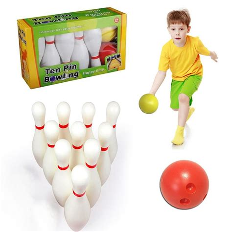 Kids Bowling Set Includes 10 Pins And 2 Balls Perfect Bowling Set With