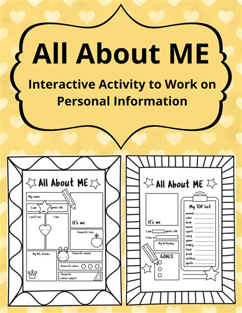 All About Me Worksheets Interactive Activity To Work On Personal Information Made By Teachers
