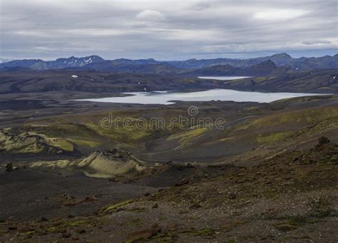 Colorful Wide Panorama Panoramic View On Volcanic Landscape In