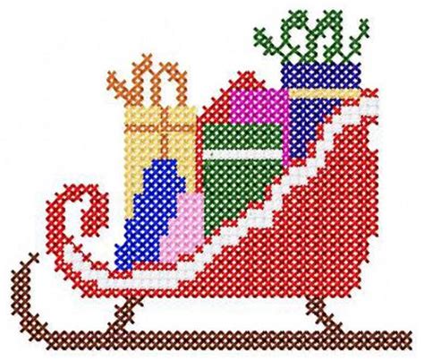 santa s sleigh filled with presents cross stitch machine etsy cross stitch designs santa