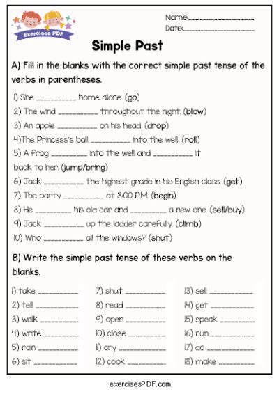 Write The Simple Past Tense Of These Verbs Exercises Pdf
