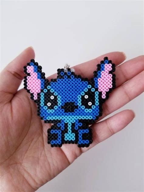 Chibi Inspired Stitch Geeky Accessories Bitkeychain Handmade Mini Perler Hama Beads