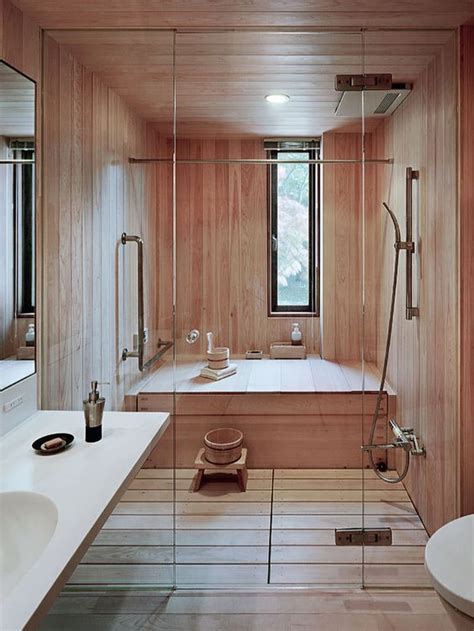 To achieve this goal with your bathroom design, consider using screens or low walls to segment the space, or, if possible, use glass instead of full walls wherever possible. 30 Peaceful Japanese-Inspired Bathroom Décor Ideas - DigsDigs