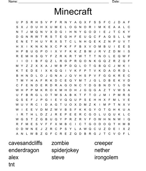 Minecraft Word Search Wordmint